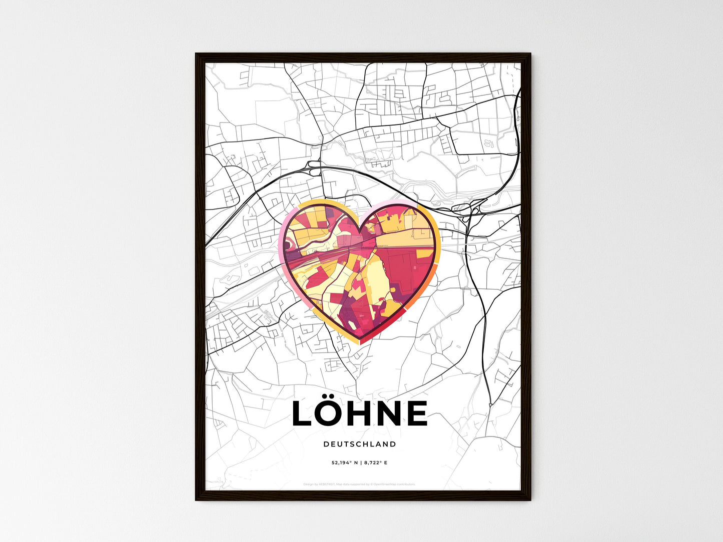 Lohne Germany wedding art map with heart icon