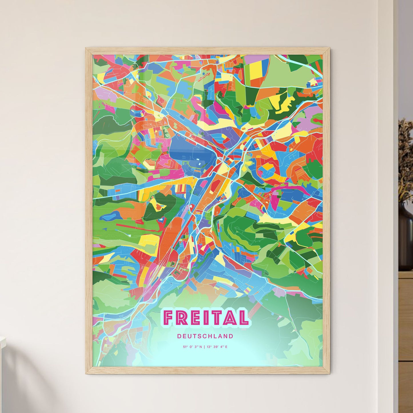 Colorful FREITAL GERMANY Fine Art Map Crazy Colors