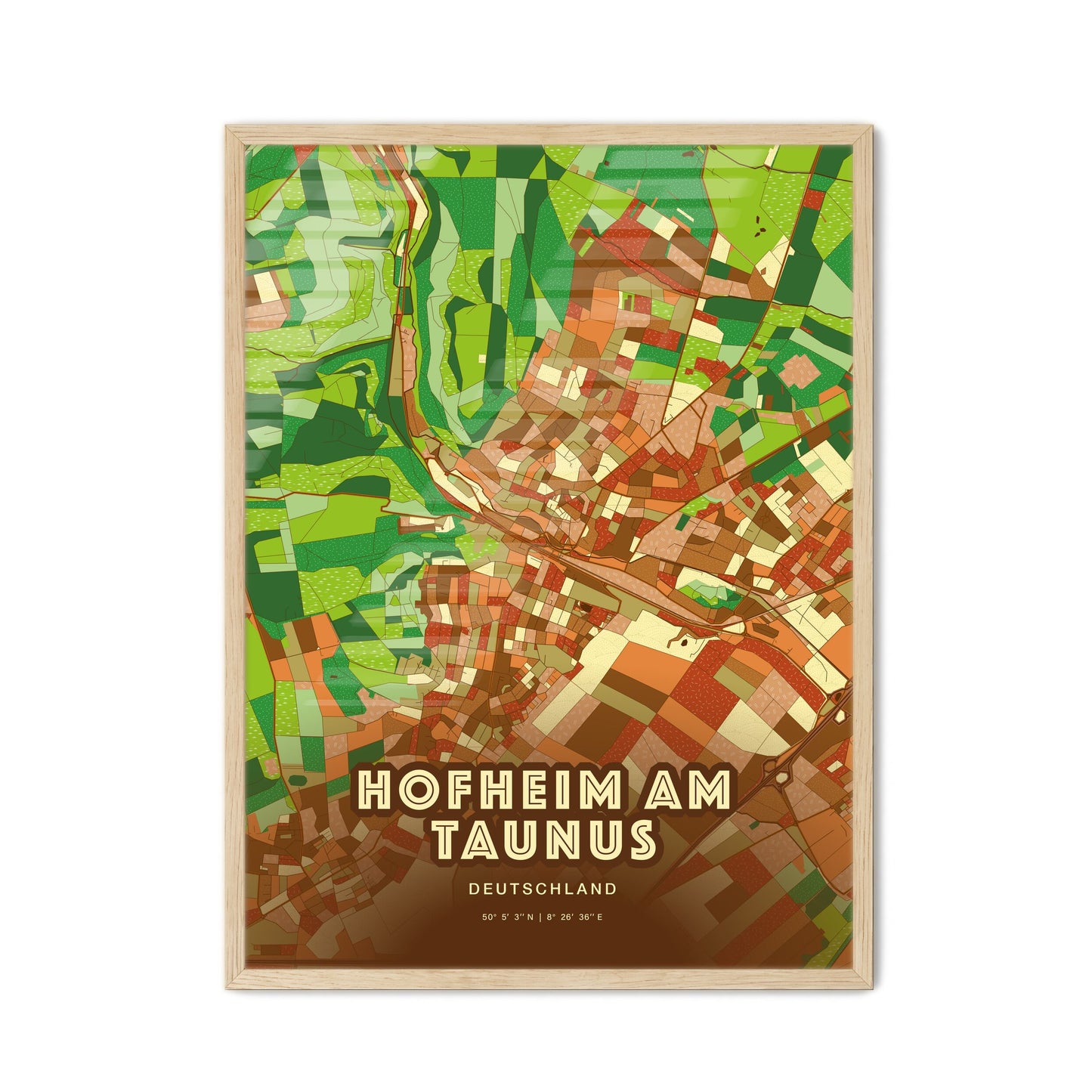 Colorful HOFHEIM AM TAUNUS GERMANY Fine Art Map Farmhouse