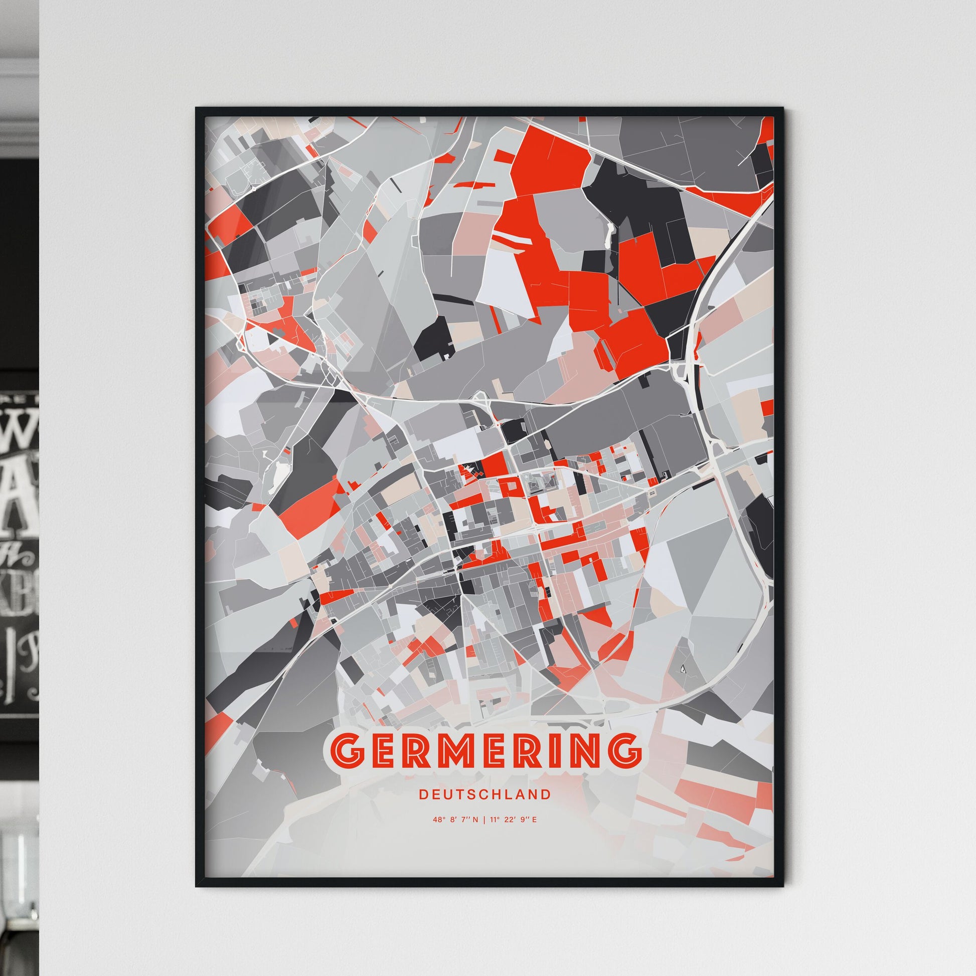 Colorful GERMERING GERMANY Fine Art Map Modern