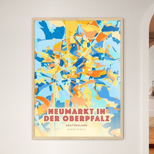 Colorful NEUMARKT IN DER OBERPFALZ GERMANY Fine Art Map Blue Orange