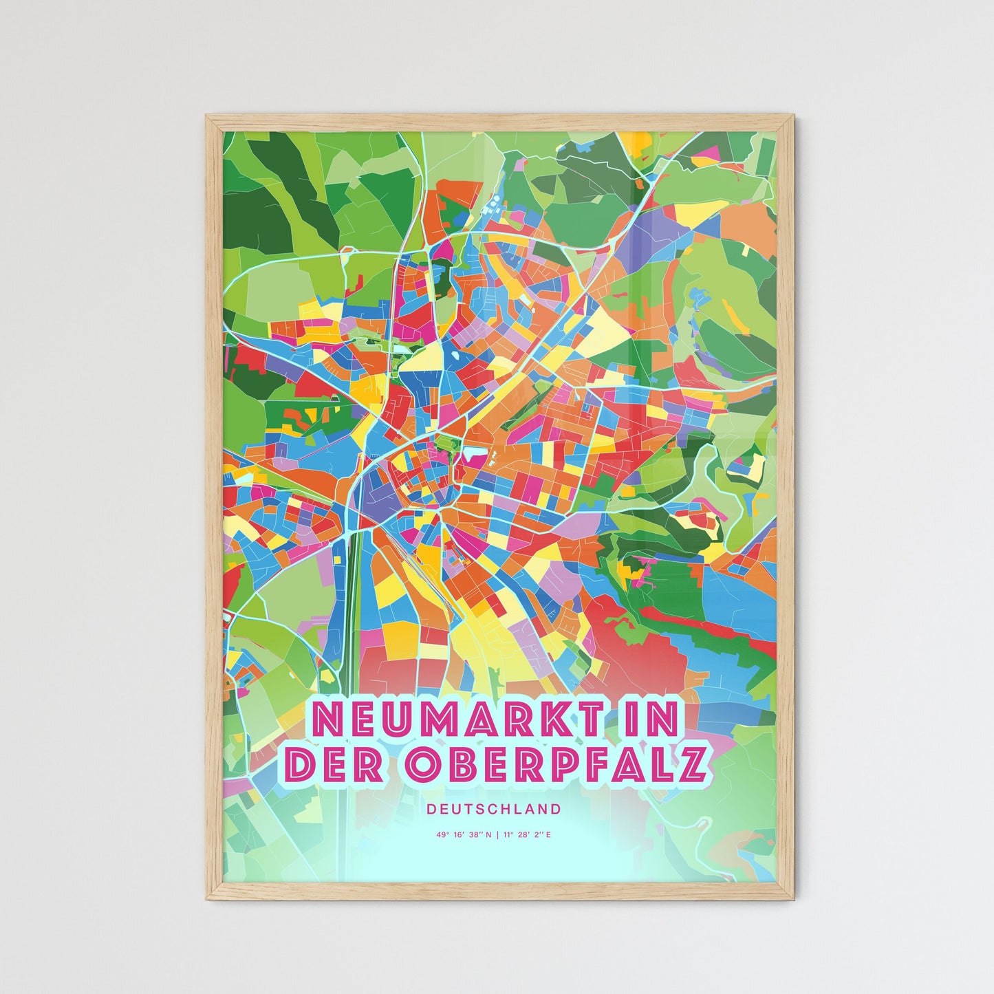 Colorful NEUMARKT IN DER OBERPFALZ GERMANY Fine Art Map Crazy Colors