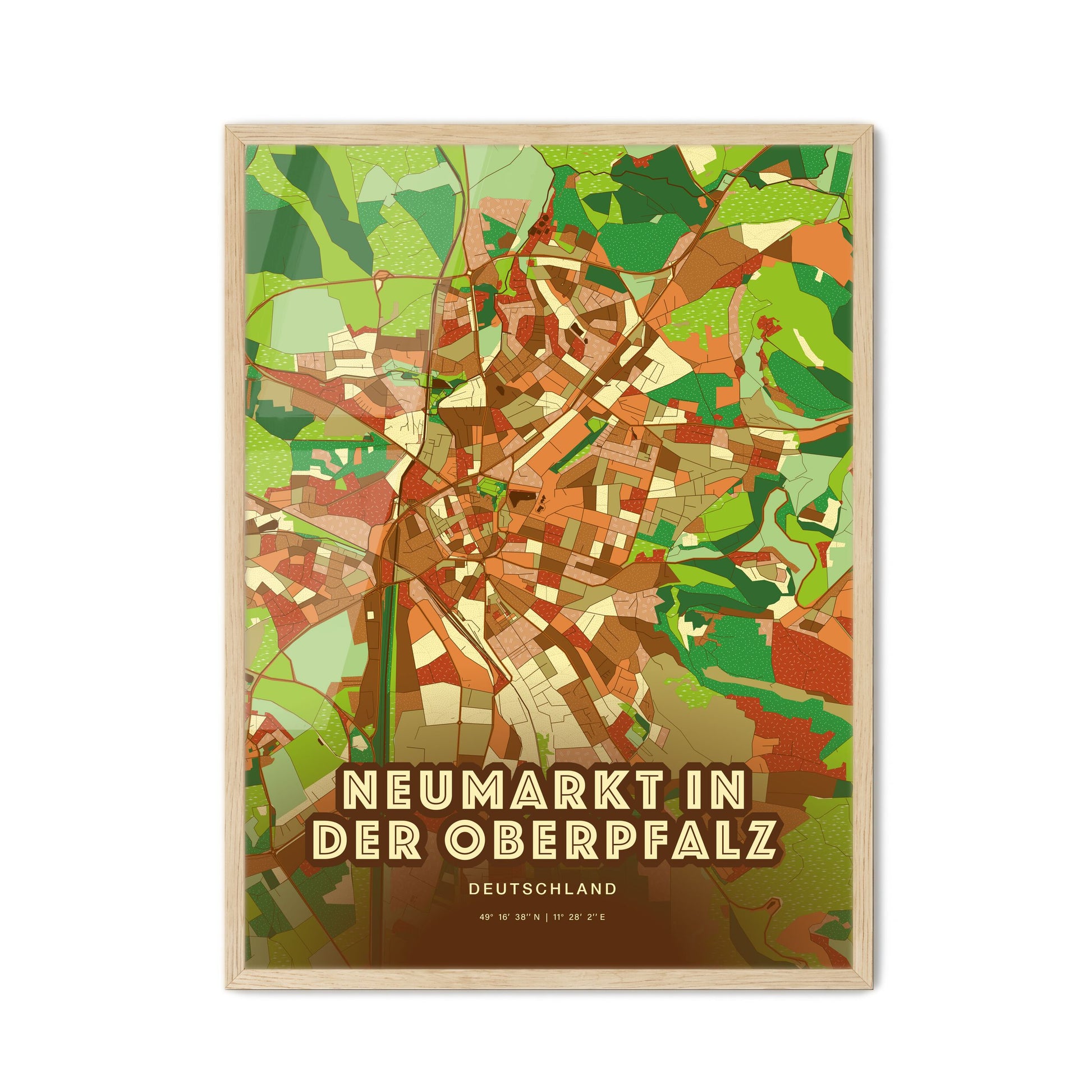 Colorful NEUMARKT IN DER OBERPFALZ GERMANY Fine Art Map Farmhouse