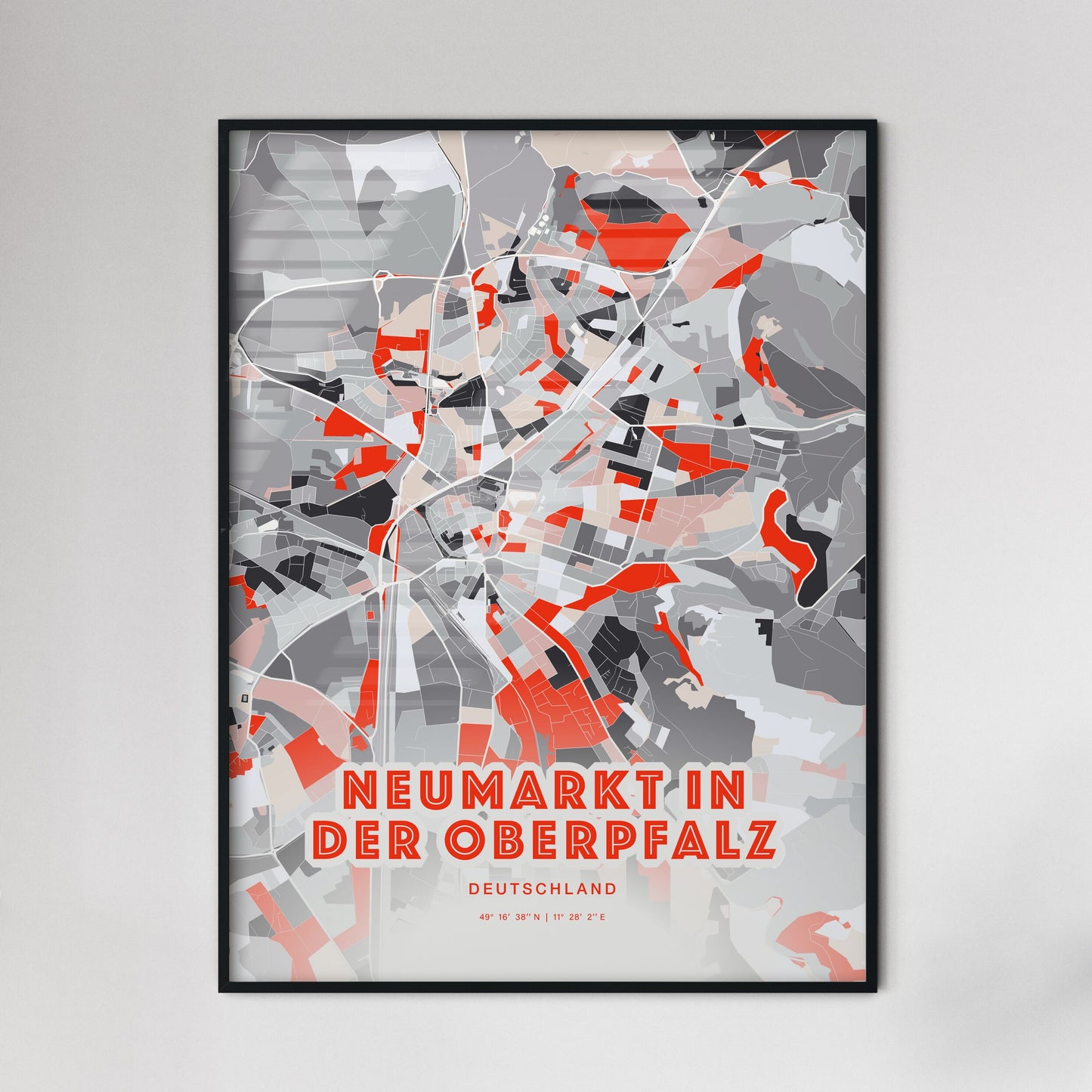 Colorful NEUMARKT IN DER OBERPFALZ GERMANY Fine Art Map Modern