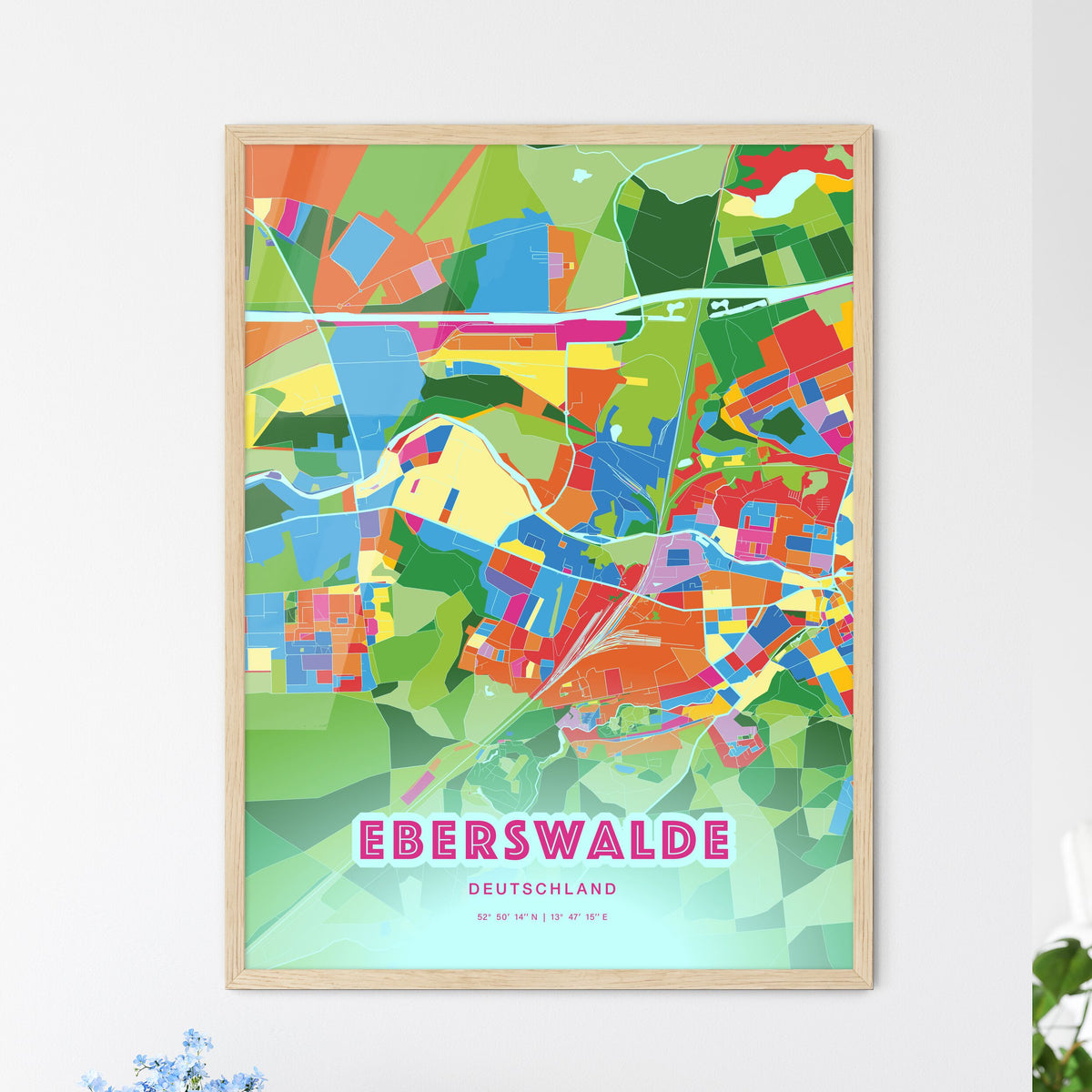 Colorful EBERSWALDE GERMANY Fine Art Map Crazy Colors