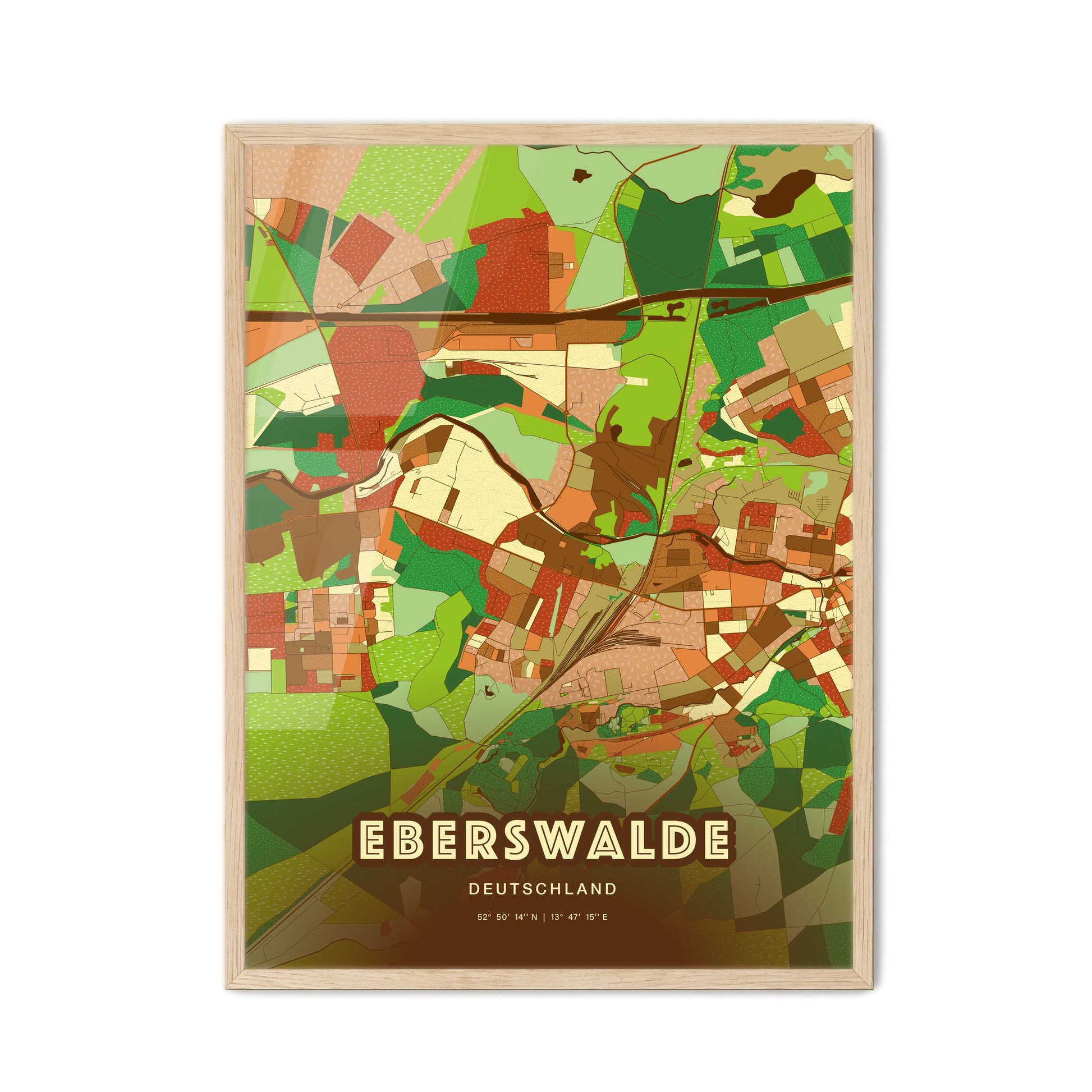 Colorful EBERSWALDE GERMANY Fine Art Map Farmhouse