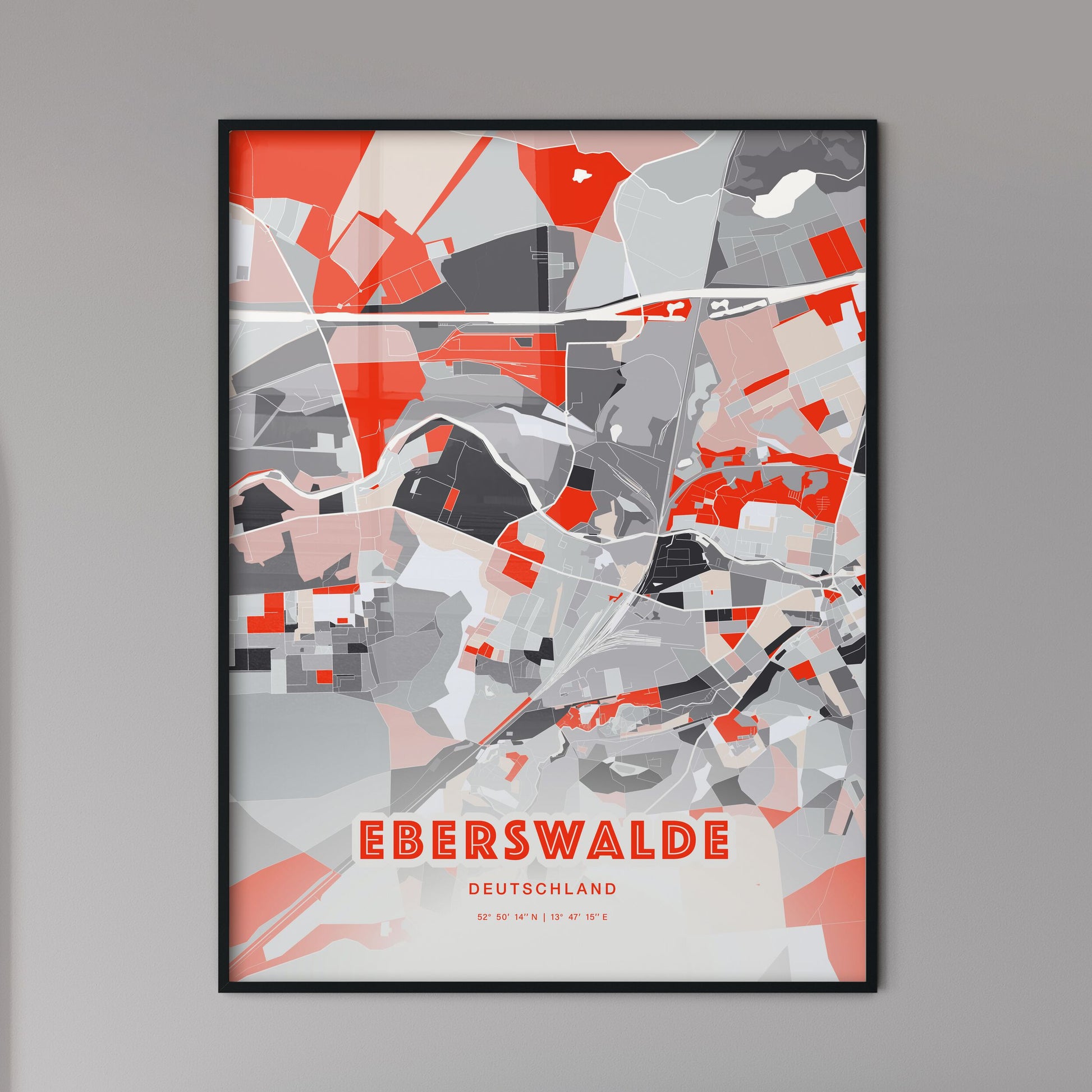 Colorful EBERSWALDE GERMANY Fine Art Map Modern