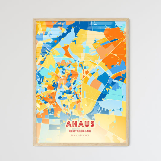 Colorful AHAUS GERMANY Fine Art Map Blue Orange