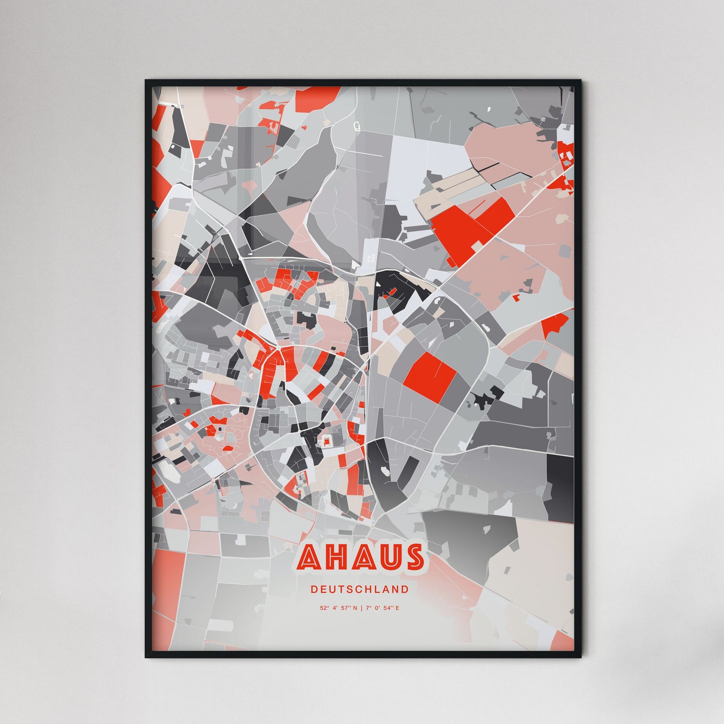 Colorful AHAUS GERMANY Fine Art Map Modern