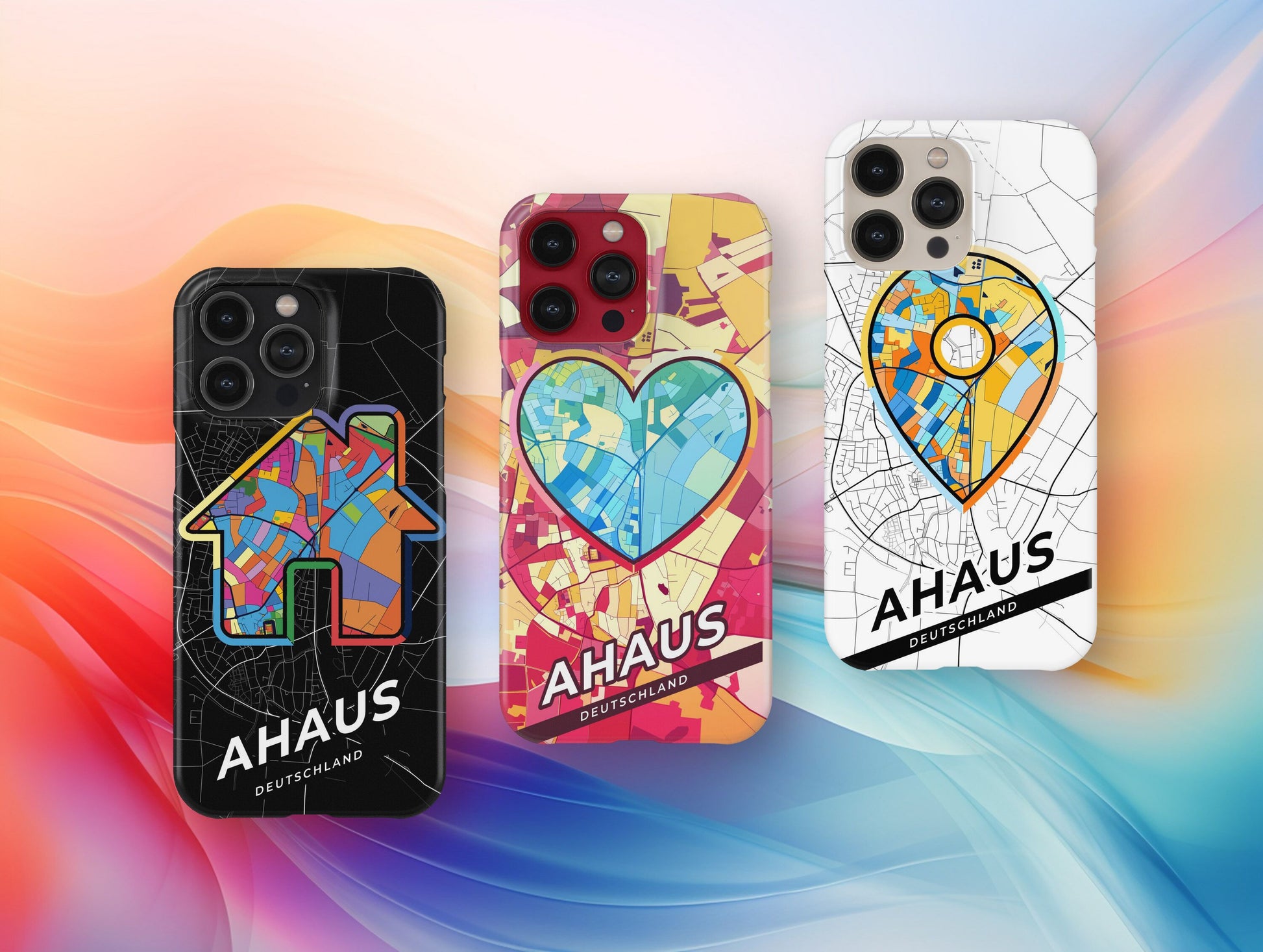 Ahaus Deutschland slim phone case with colorful icon. Birthday, wedding or housewarming gift. Couple match cases.
