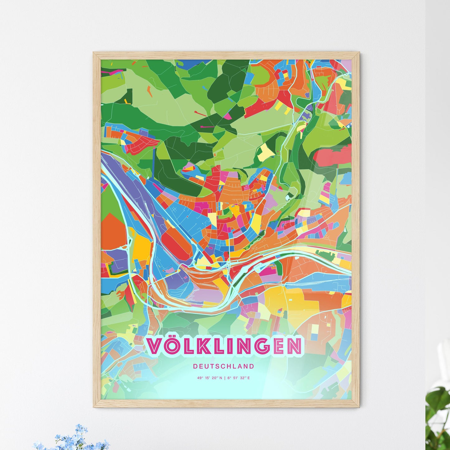 Colorful VOLKLINGEN GERMANY Fine Art Map Crazy Colors