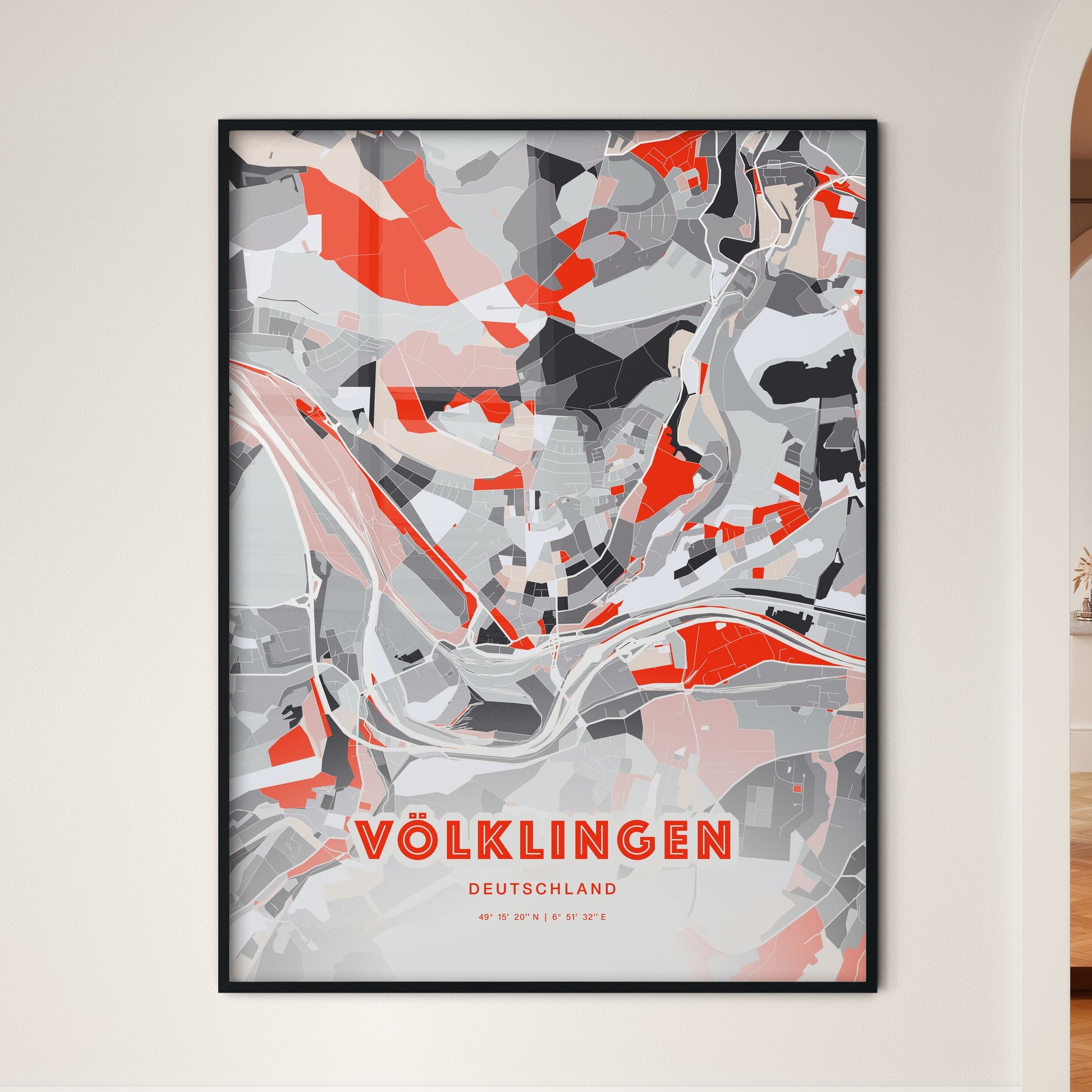 Colorful VOLKLINGEN GERMANY Fine Art Map Modern