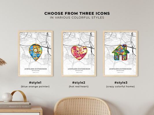 Leinfelden-Echterdingen Germany maps with colorful icons