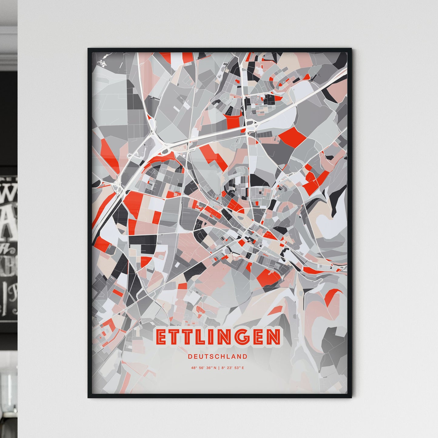 Colorful ETTLINGEN GERMANY Fine Art Map Modern