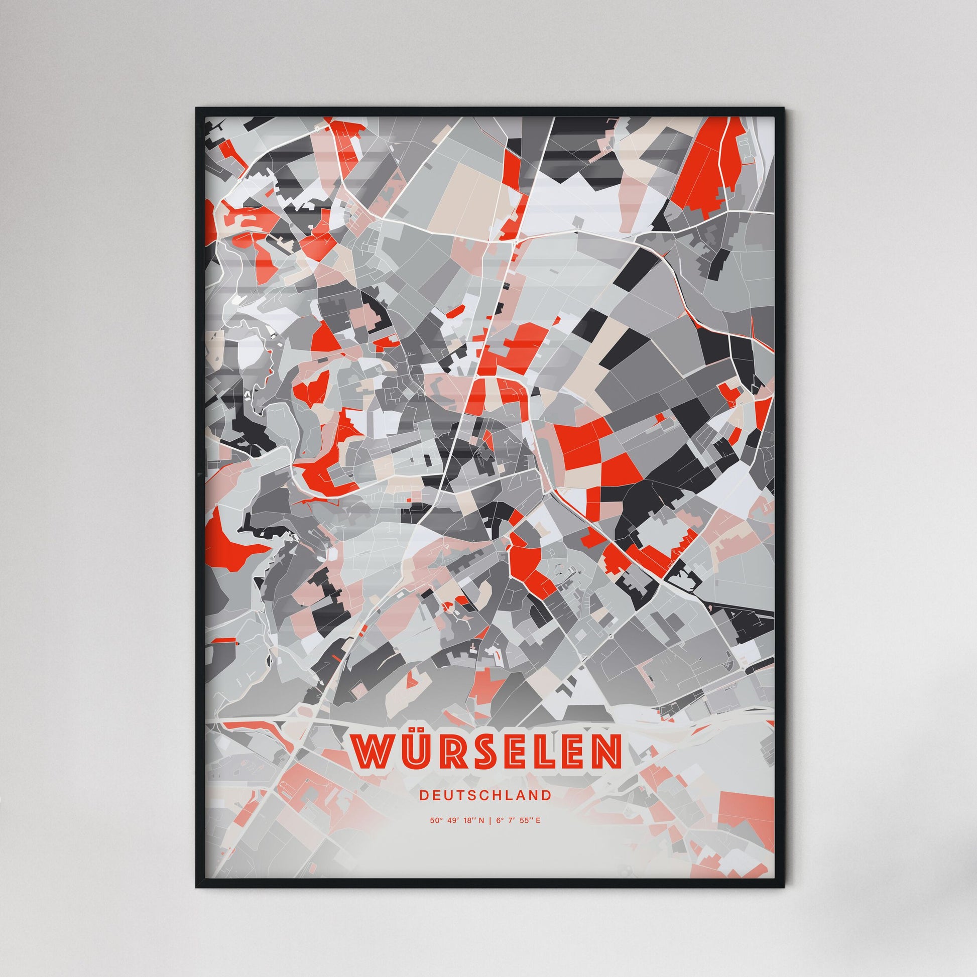 Colorful WURSELEN GERMANY Fine Art Map Modern