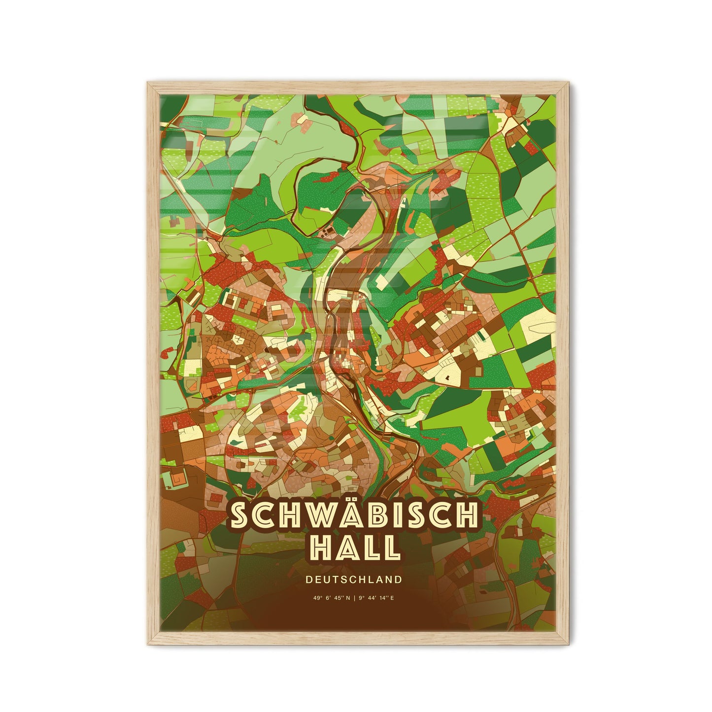 Colorful SCHWABISCH HALL GERMANY Fine Art Map Farmhouse