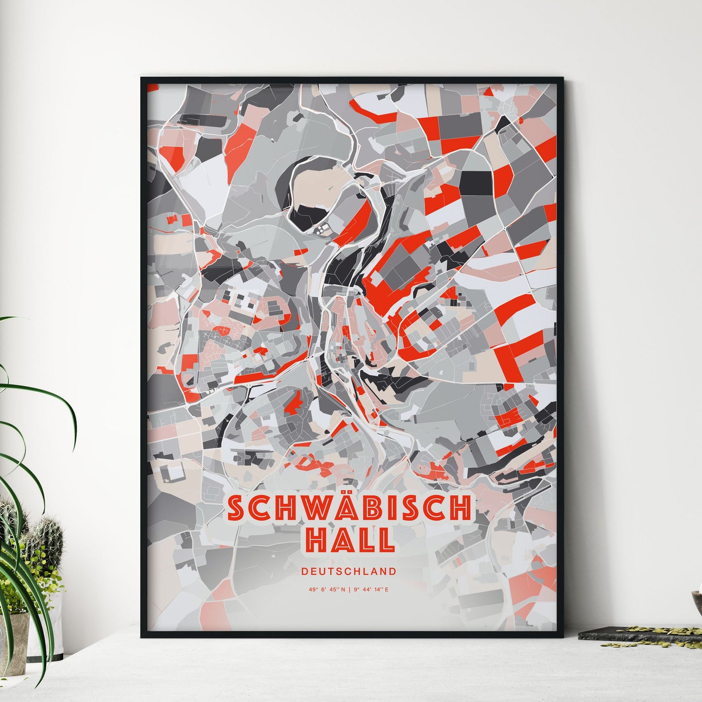 Colorful SCHWABISCH HALL GERMANY Fine Art Map Modern