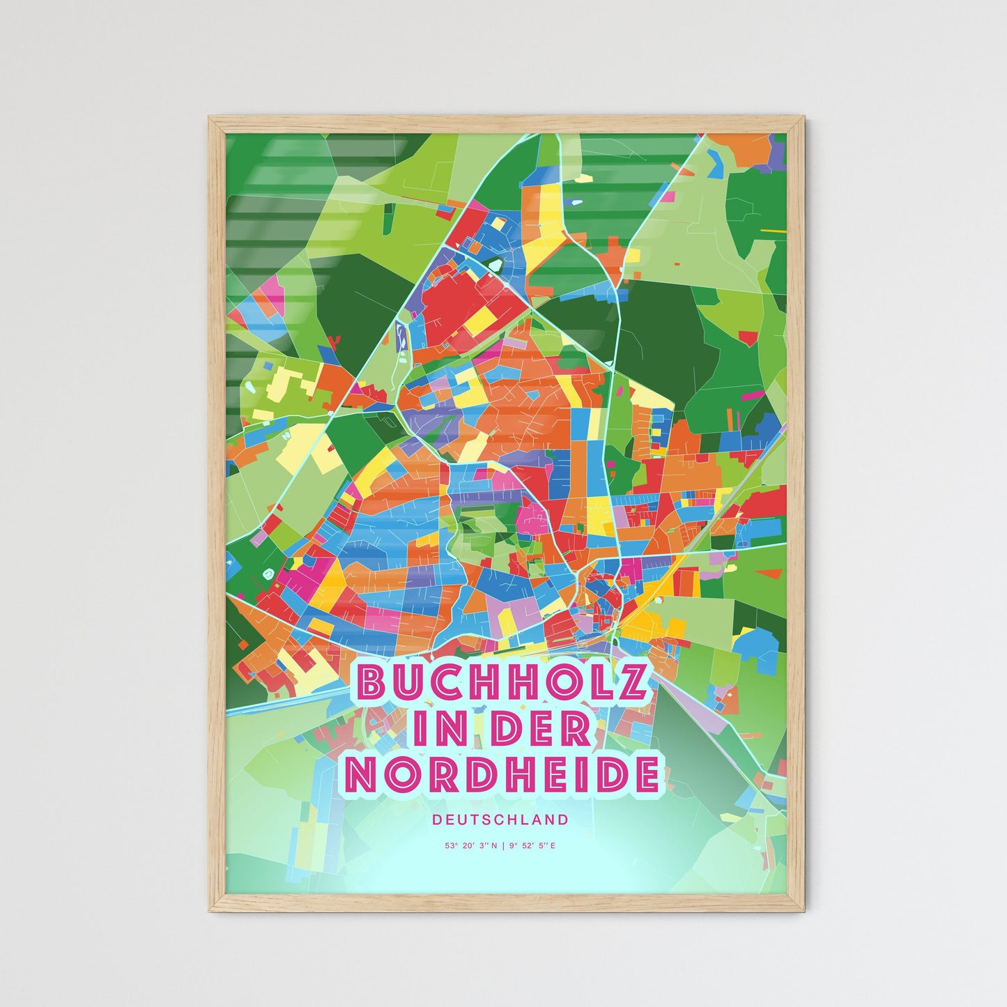 Colorful BUCHHOLZ IN DER NORDHEIDE GERMANY Fine Art Map Crazy Colors