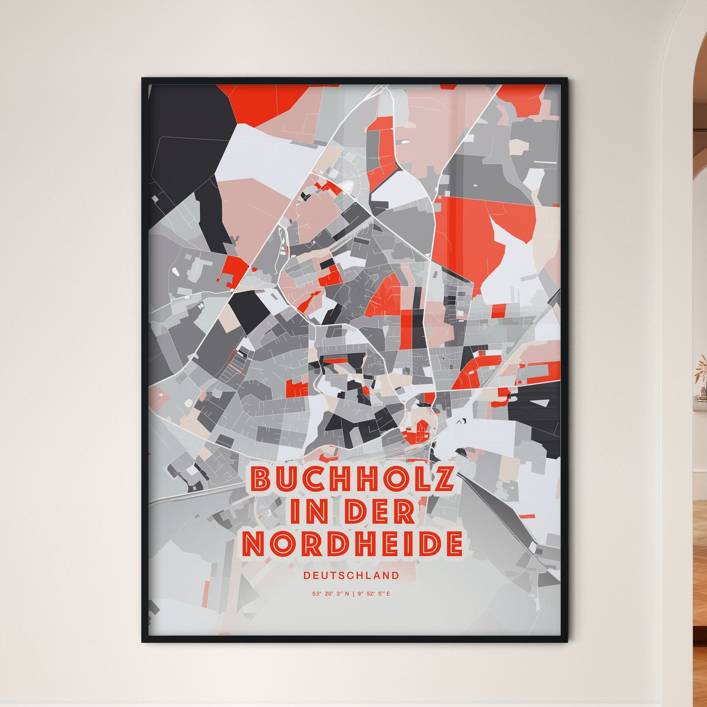 Colorful BUCHHOLZ IN DER NORDHEIDE GERMANY Fine Art Map Modern