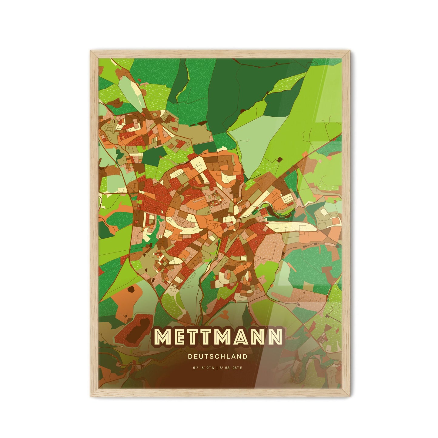 Colorful METTMANN GERMANY Fine Art Map Farmhouse