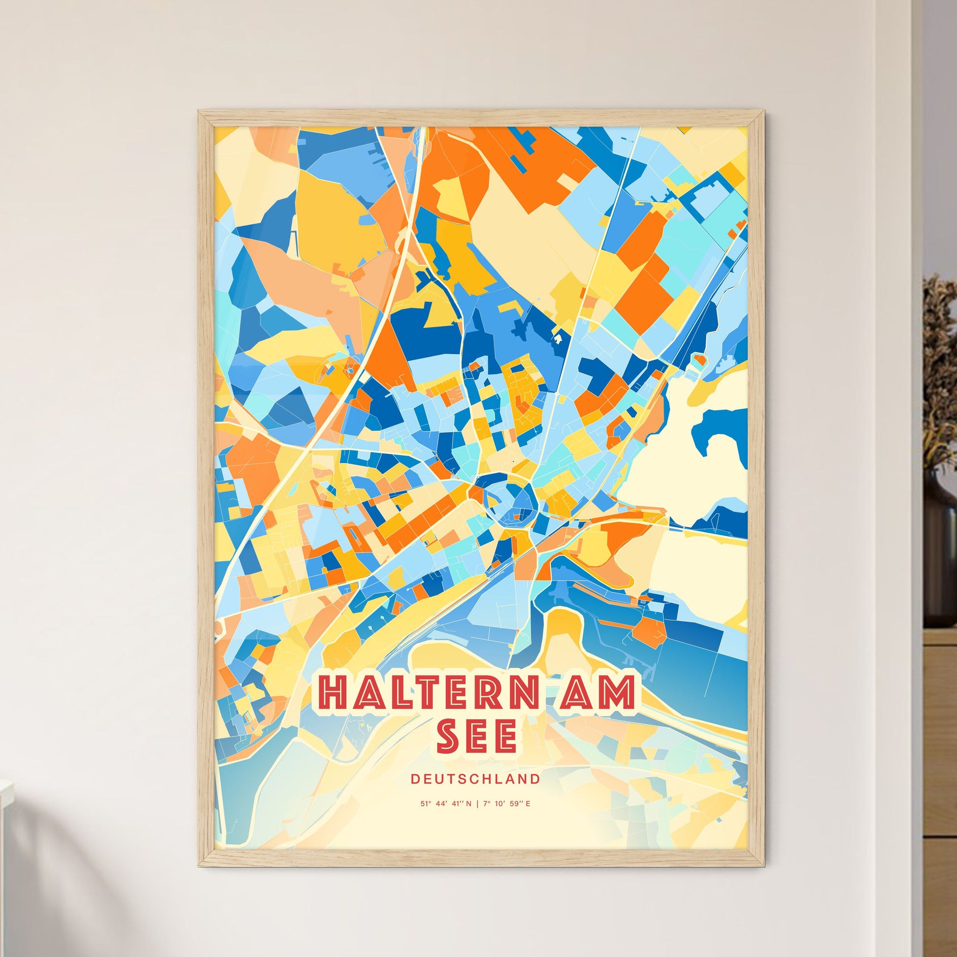 Colorful HALTERN AM SEE GERMANY Fine Art Map Blue Orange