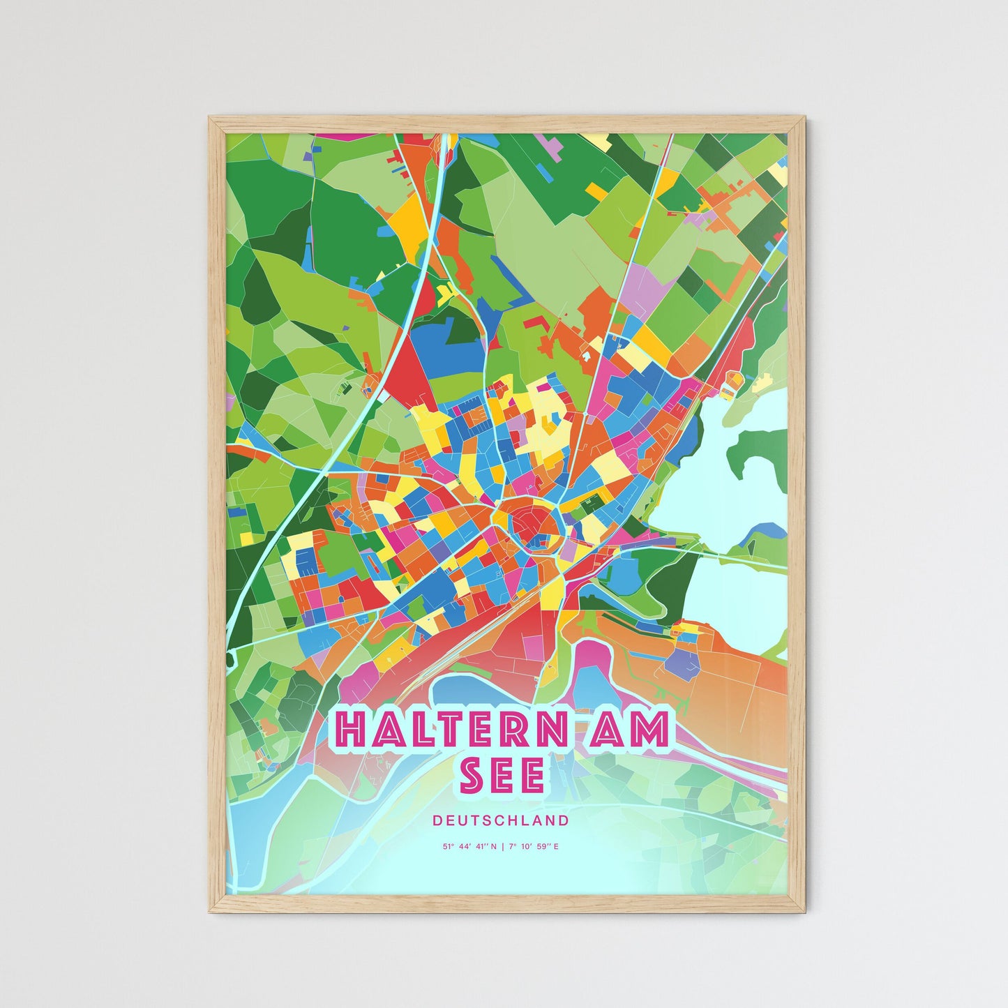 Colorful HALTERN AM SEE GERMANY Fine Art Map Crazy Colors