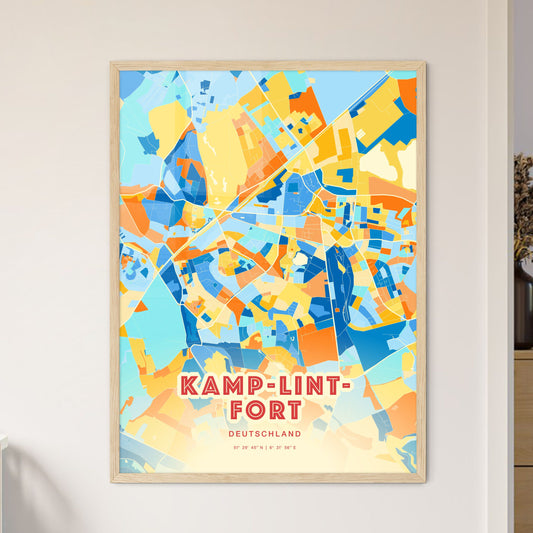 Colorful KAMP-LINTFORT GERMANY Fine Art Map Blue Orange