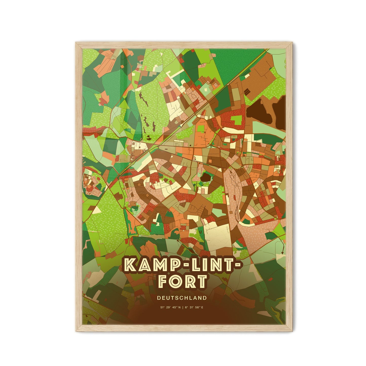 Colorful KAMP-LINTFORT GERMANY Fine Art Map Farmhouse