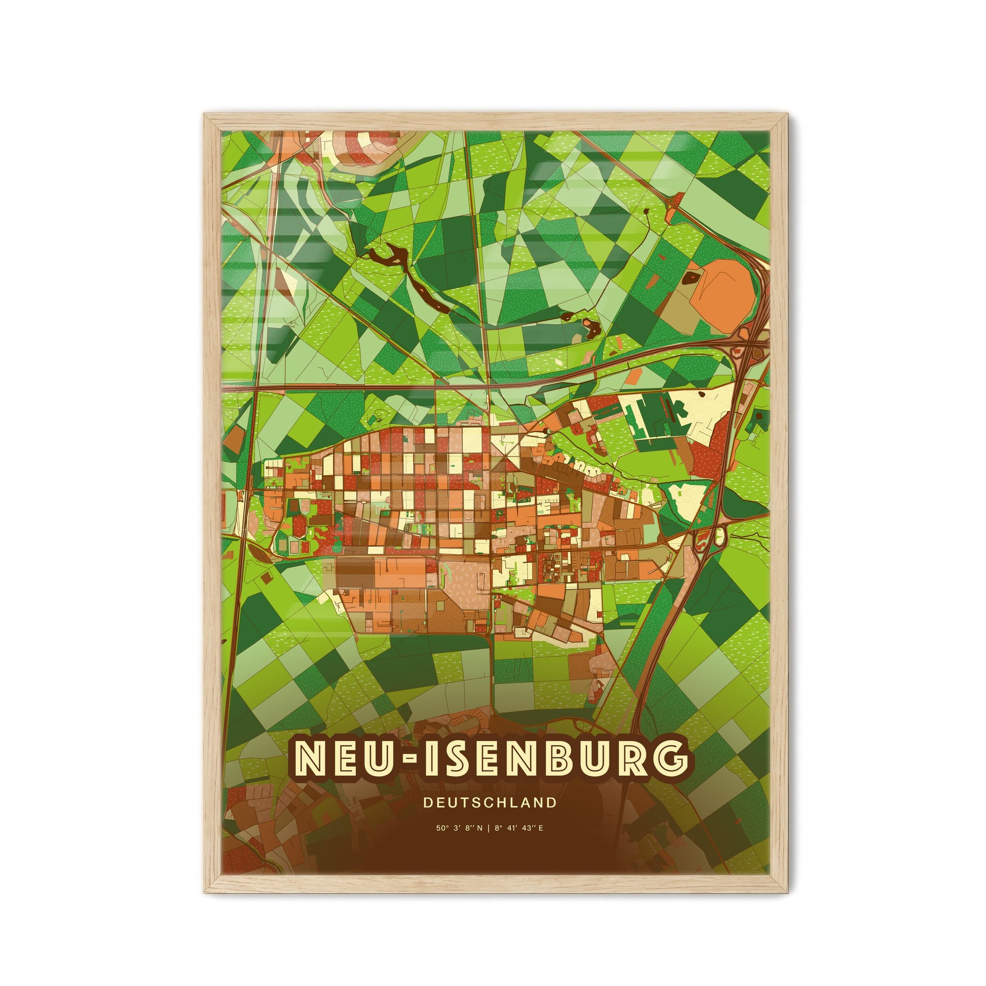 Colorful NEU-ISENBURG GERMANY Fine Art Map Farmhouse