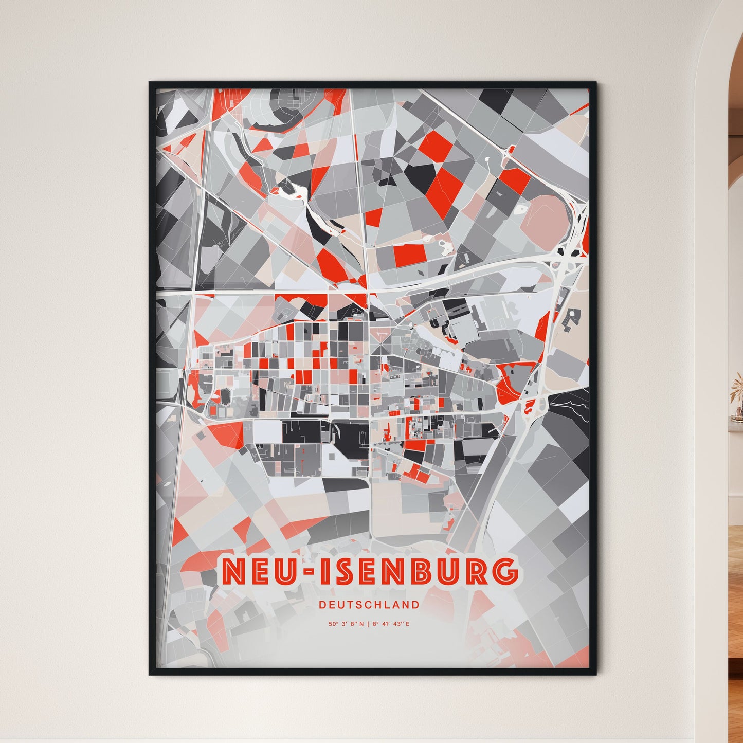 Colorful NEU-ISENBURG GERMANY Fine Art Map Modern