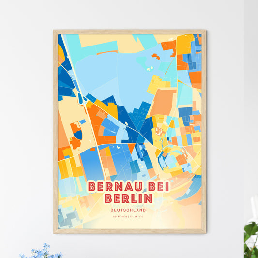 Colorful BERNAU BEI BERLIN GERMANY Fine Art Map Blue Orange