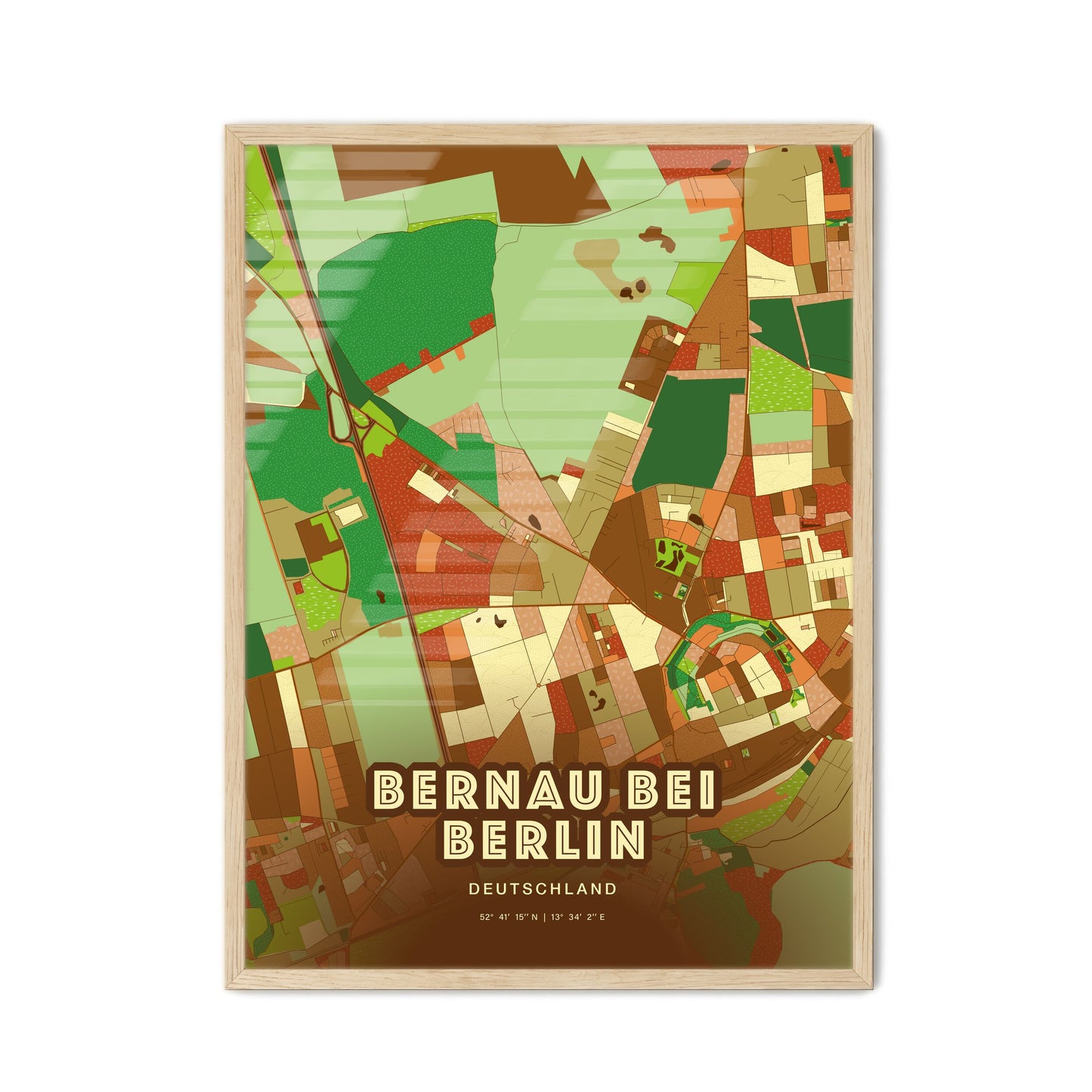 Colorful BERNAU BEI BERLIN GERMANY Fine Art Map Farmhouse