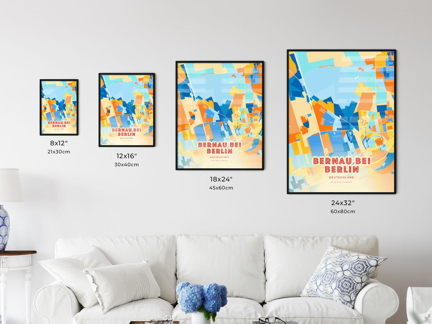 Colorful BERNAU BEI BERLIN GERMANY Fine Art Map Blue Orange