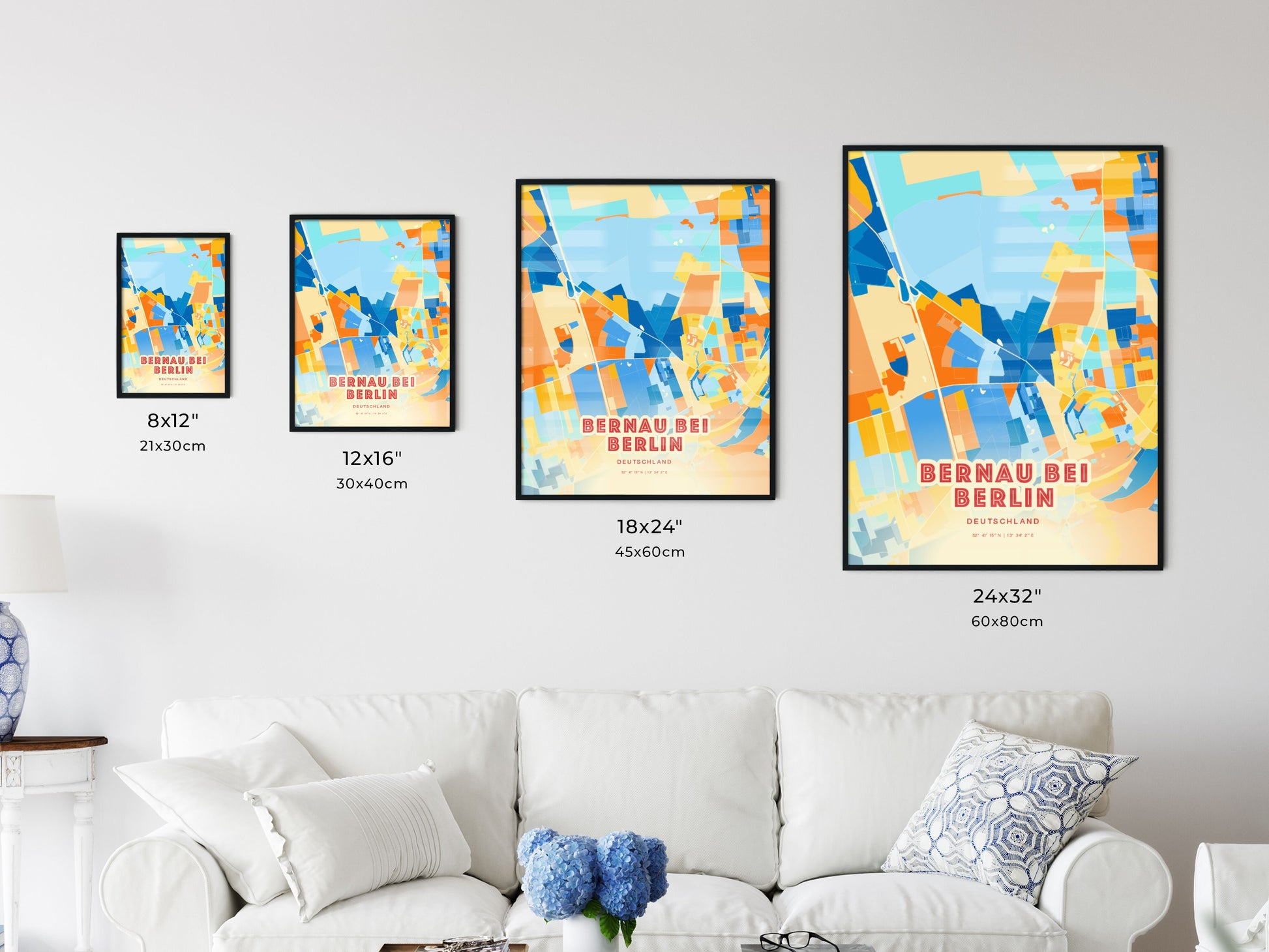 Colorful BERNAU BEI BERLIN GERMANY Fine Art Map Blue Orange