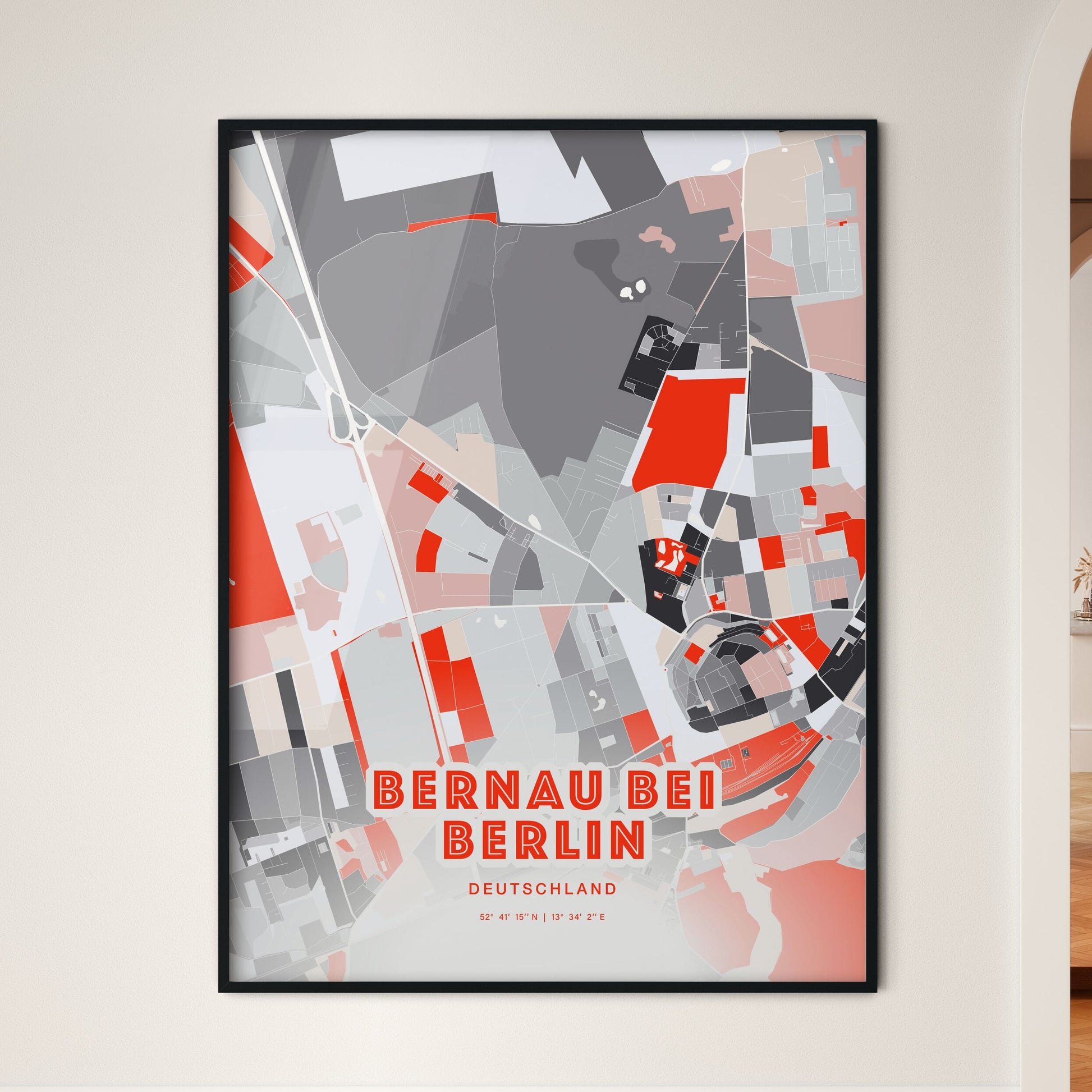 Colorful BERNAU BEI BERLIN GERMANY Fine Art Map Modern