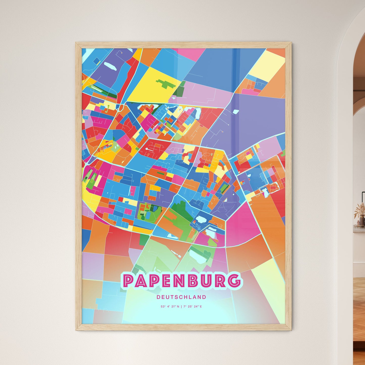 Colorful PAPENBURG GERMANY Fine Art Map Crazy Colors