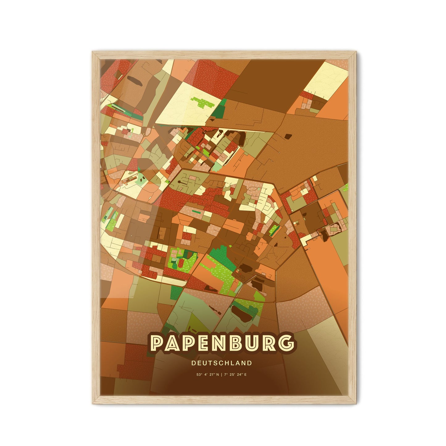 Colorful PAPENBURG GERMANY Fine Art Map Farmhouse