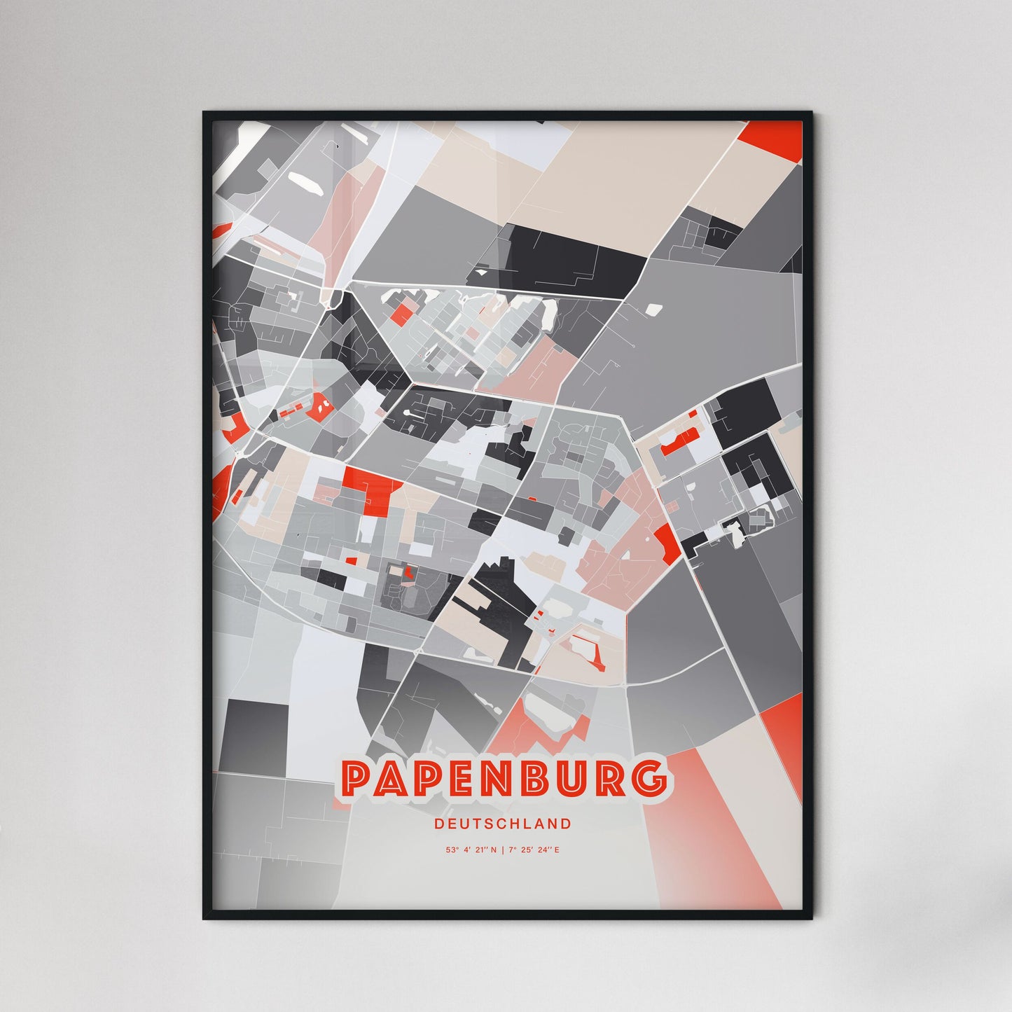 Colorful PAPENBURG GERMANY Fine Art Map Modern