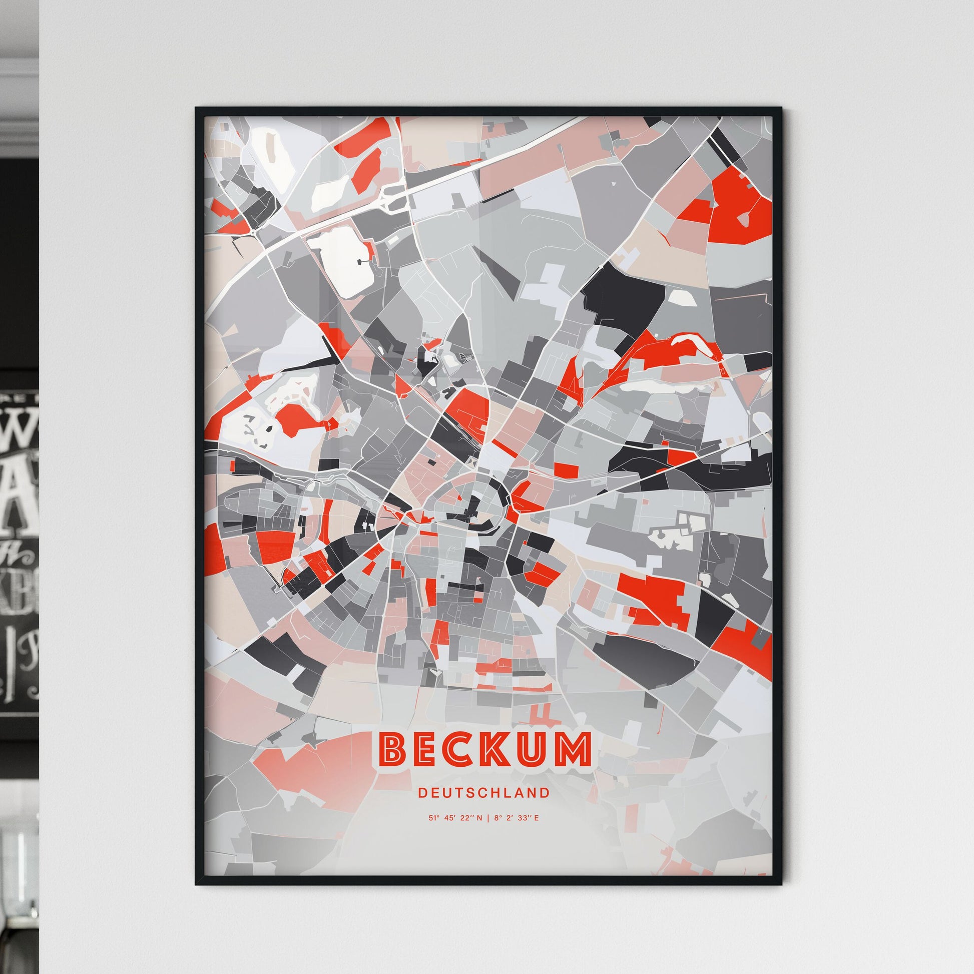 Colorful BECKUM GERMANY Fine Art Map Modern