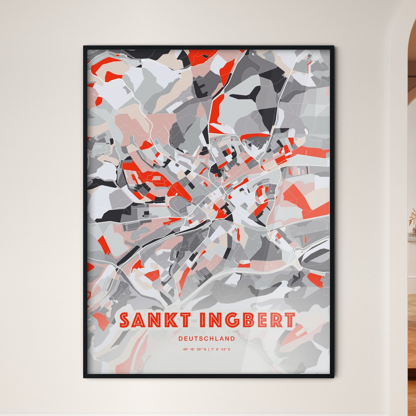 Colorful SANKT INGBERT GERMANY Fine Art Map Modern