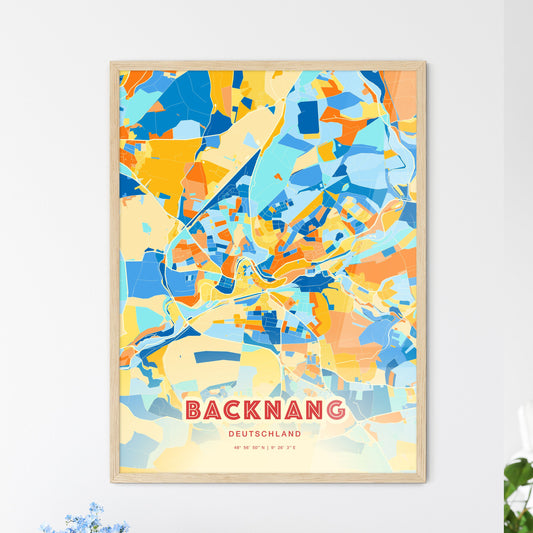 Colorful BACKNANG GERMANY Fine Art Map Blue Orange