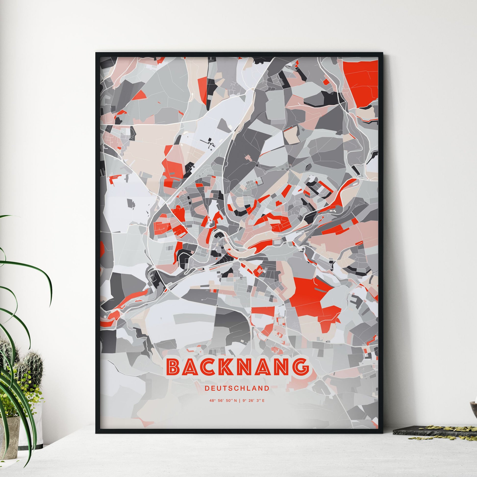 Colorful BACKNANG GERMANY Fine Art Map Modern