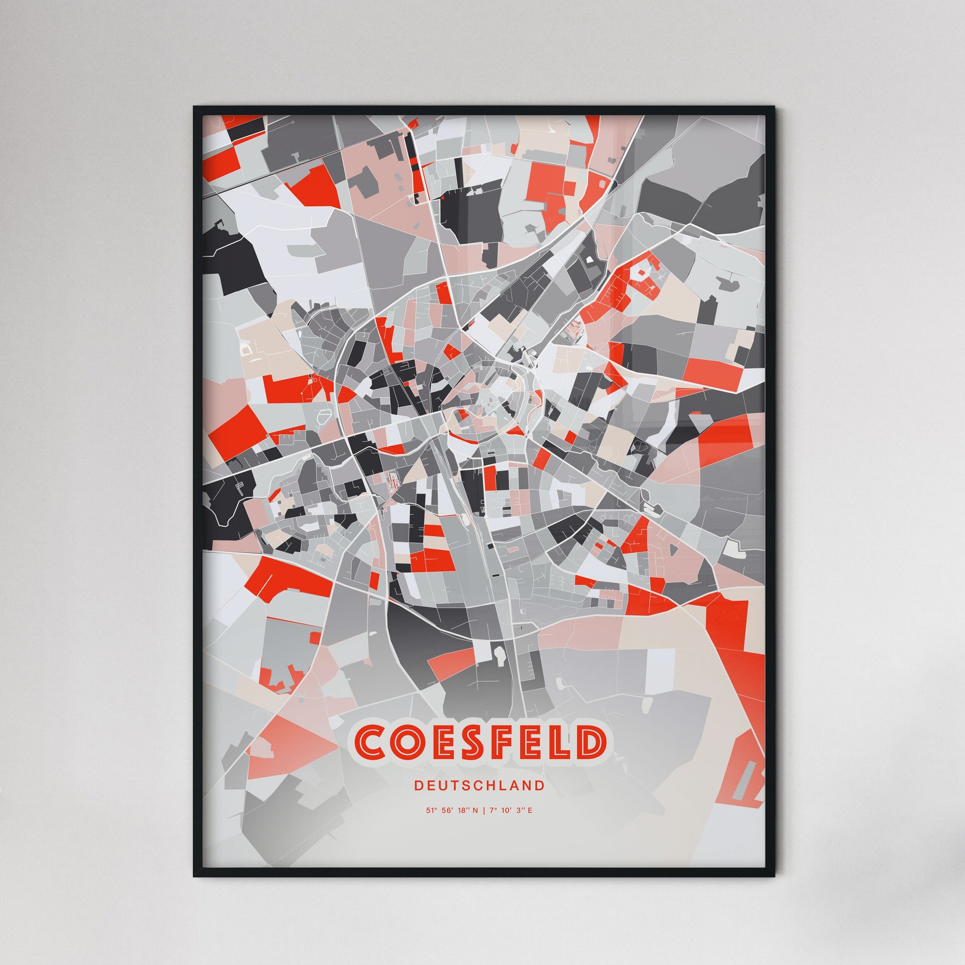 Colorful COESFELD GERMANY Fine Art Map Modern