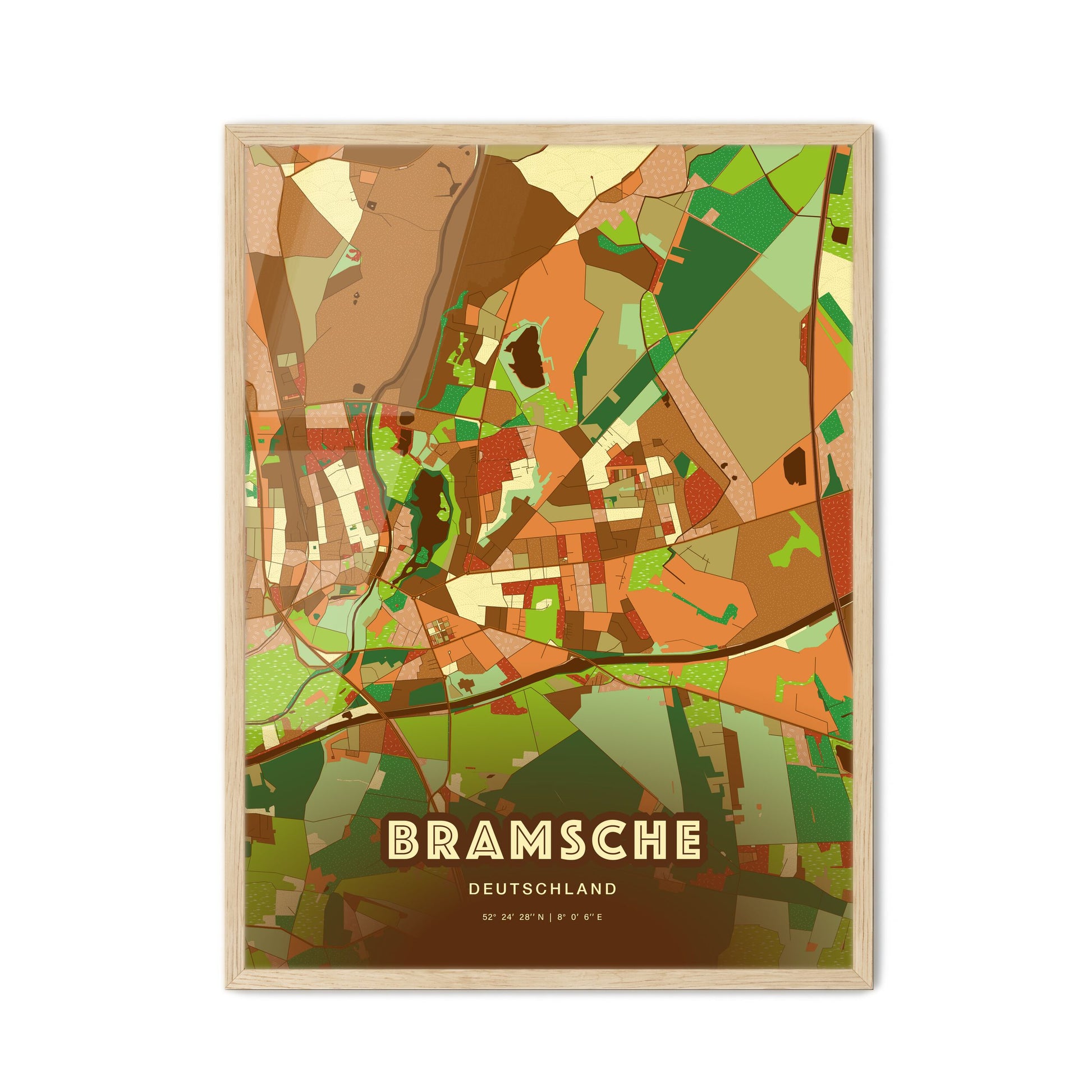 Colorful BRAMSCHE GERMANY Fine Art Map Farmhouse