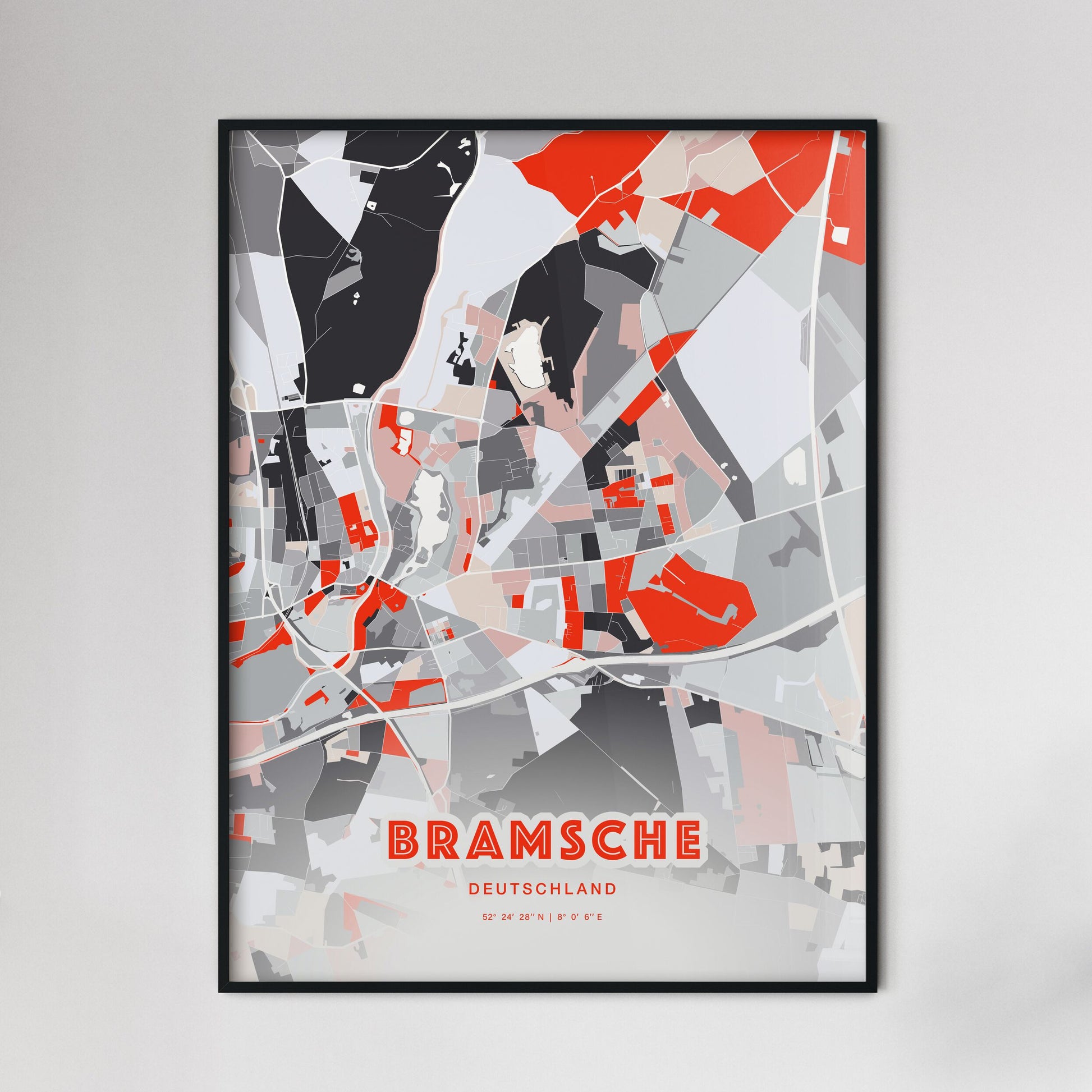 Colorful BRAMSCHE GERMANY Fine Art Map Modern