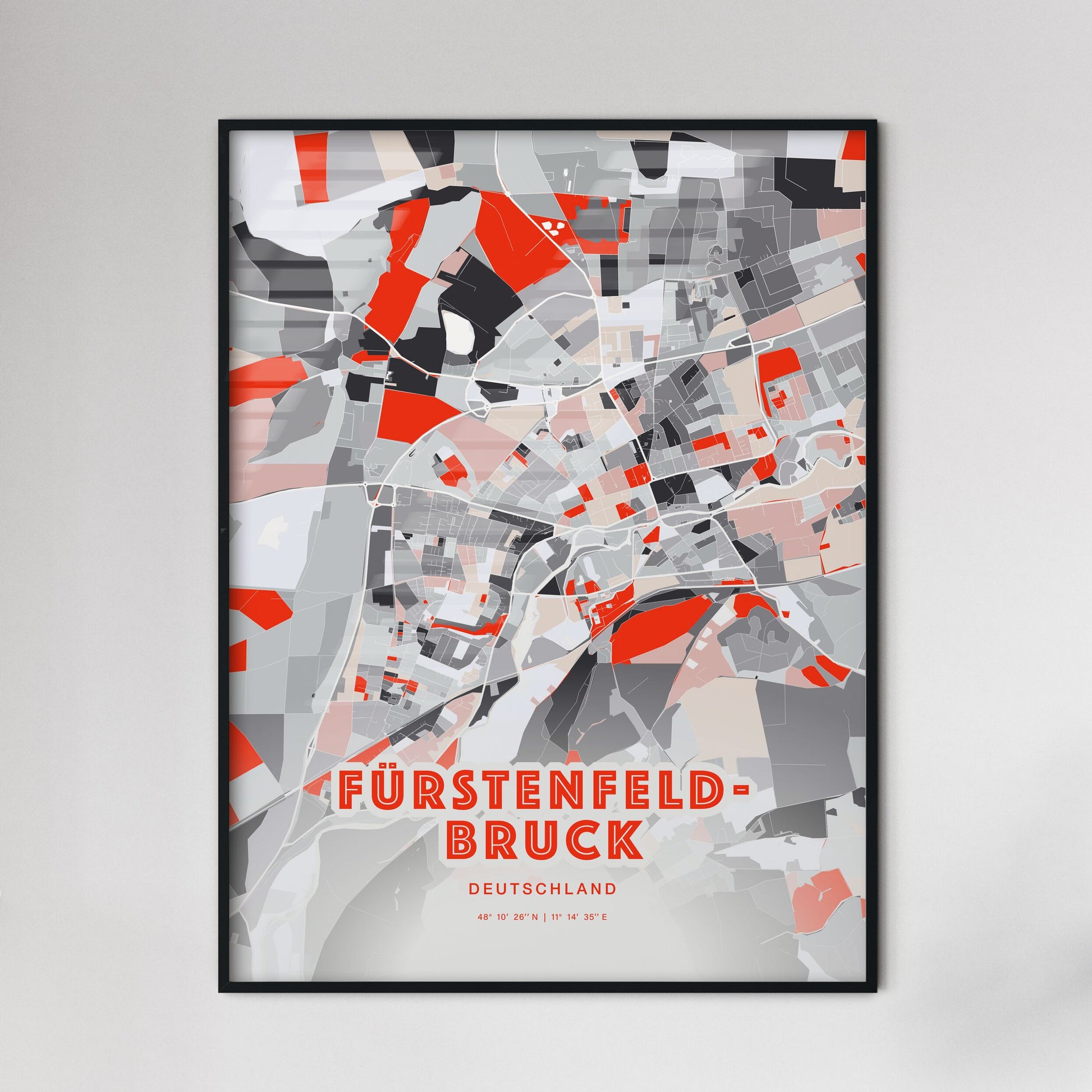 Colorful FURSTENFELDBRUCK GERMANY Fine Art Map Modern