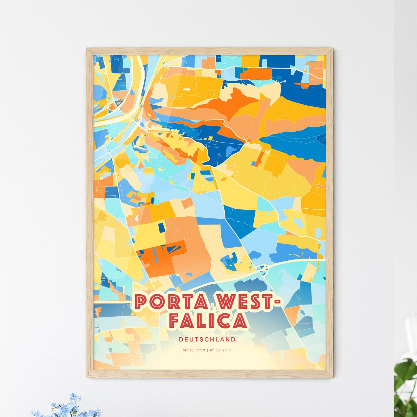 Colorful PORTA WESTFALICA GERMANY Fine Art Map Blue Orange