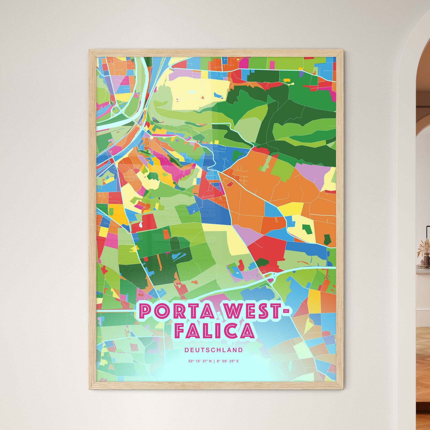 Colorful PORTA WESTFALICA GERMANY Fine Art Map Crazy Colors