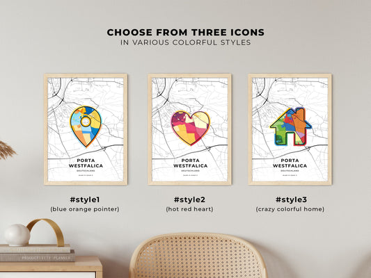 Porta Westfalica Germany maps with colorful icons