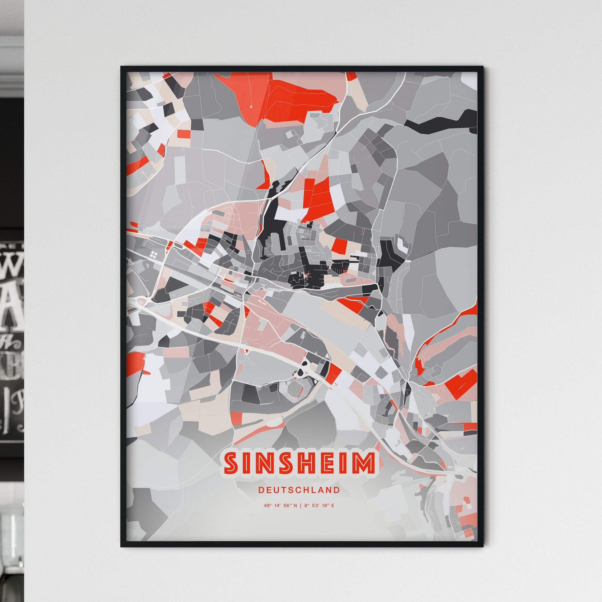 Colorful SINSHEIM GERMANY Fine Art Map Modern